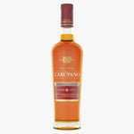 Bottle of Carápano rum on a white background