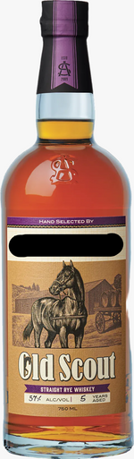 Whiskey bottle with a horse illustration on the label, ready for customization.