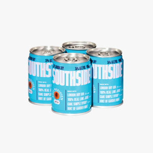 Four Southside cocktail cans on a white background