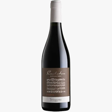 A bottle of Limite d'Oro Sicily DOC red wine by Stemmarri, featuring a dark glass bottle with a brown label and a white capsule, set against a plain white background.