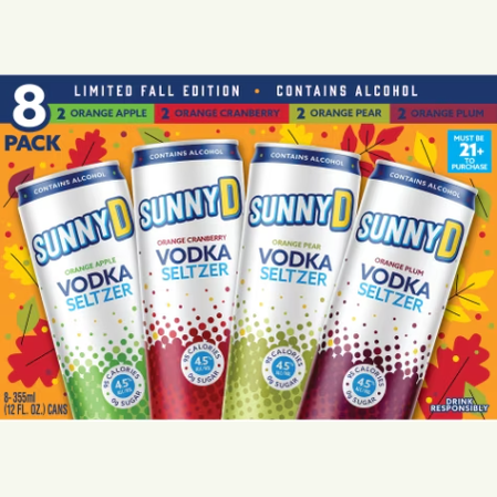 Sunny D Vodka Seltzer Limited Fall Edititon  8Pk Cn