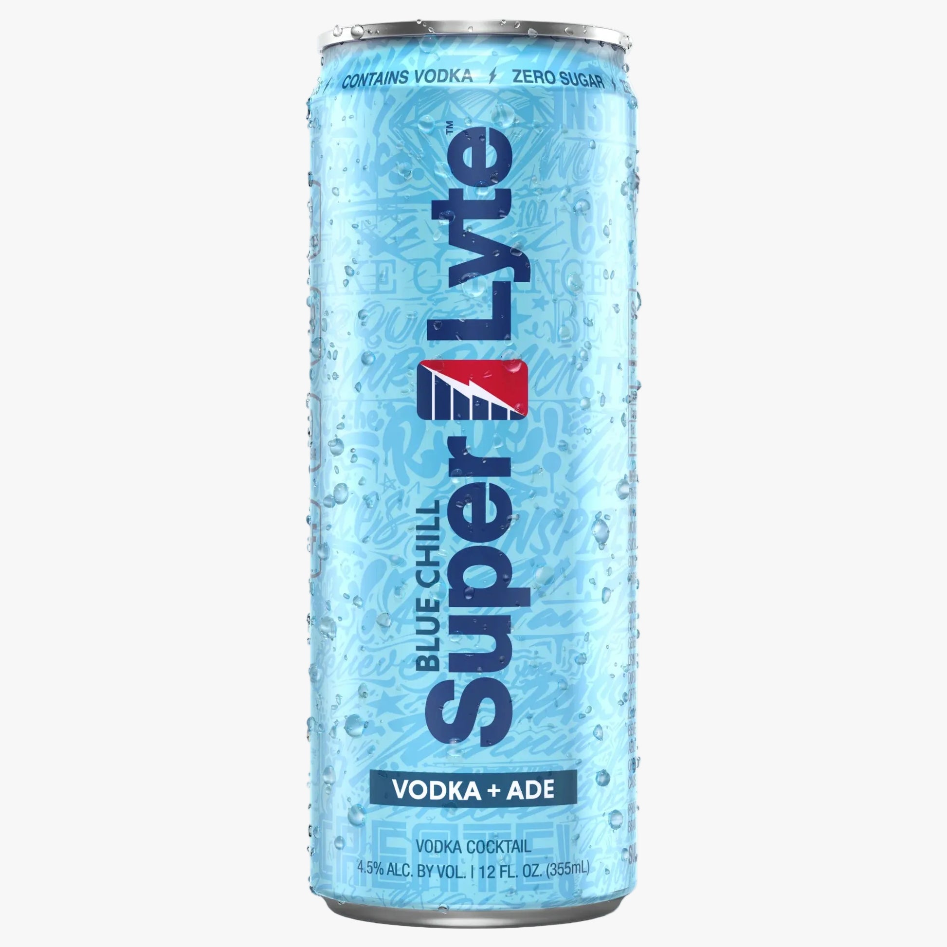 Super Lyte Blue Chill vodka and ade can on a white background.