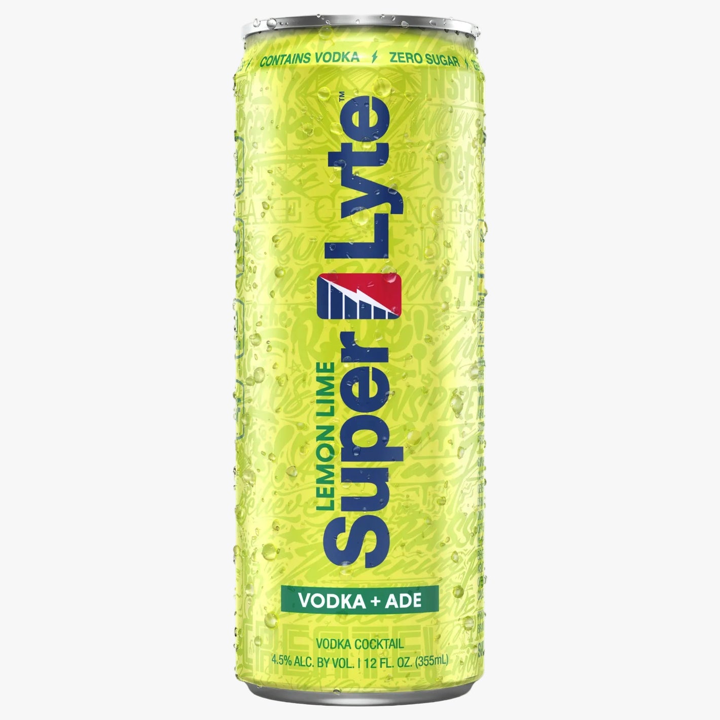 Super Lyte Lemon Lime vodka cocktail can on a white background