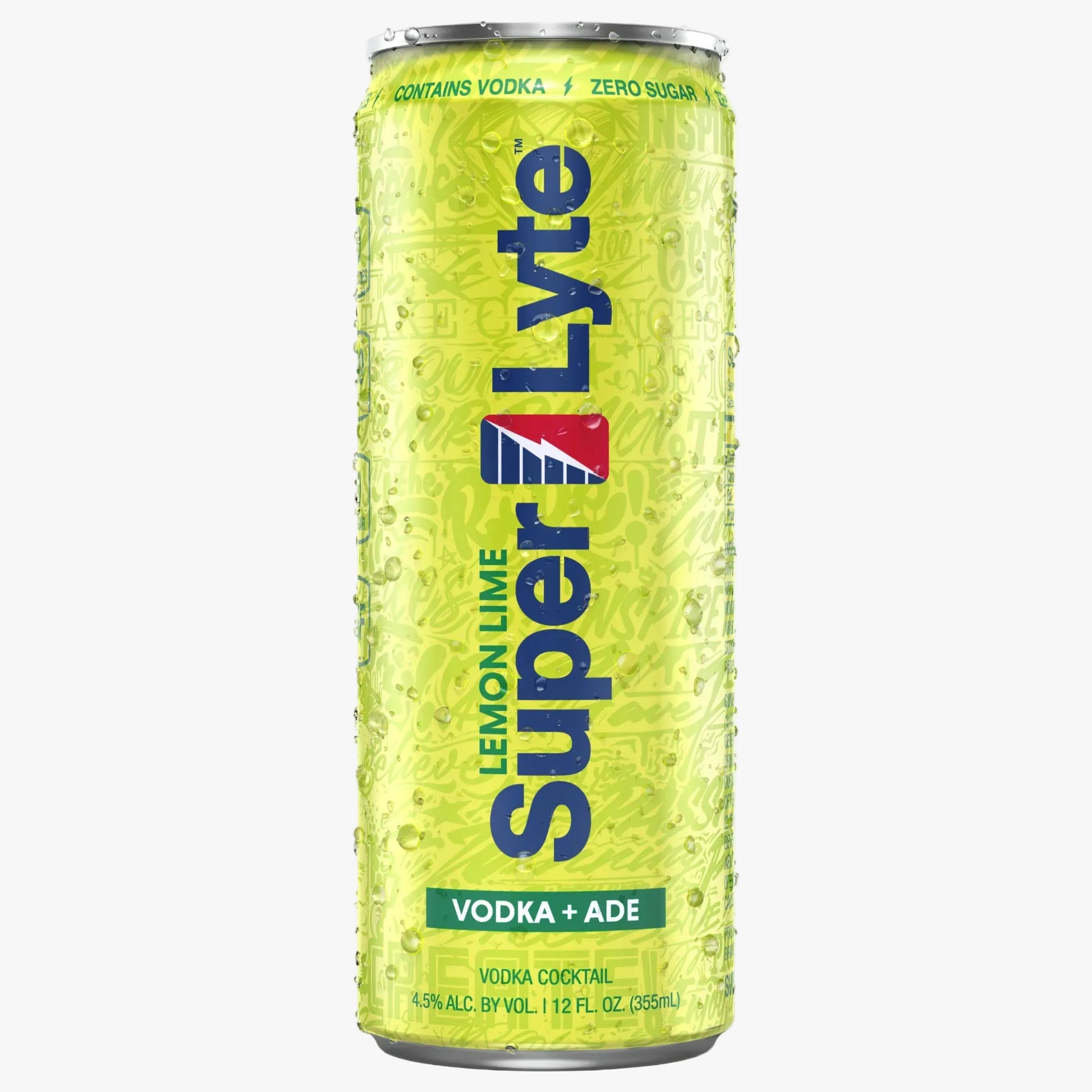 Super Lyte Lemon Lime vodka cocktail can on a white background