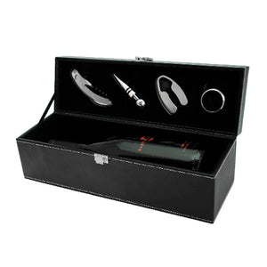 True Black Faux Leather 1 Bottle Gift Set