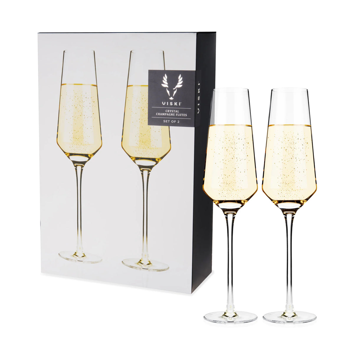 VISKI Raye Crystal Angled Champagne Flutes