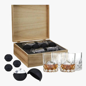 Viski 8 Piece Crystal Liquor Glass & Ice Sphere Gift Set