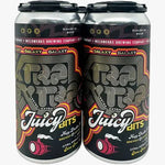 Two cans of TraXtra Juicy Bits beer from Welwerks Brewing Company on a white background