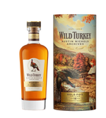 Wild Turkey whiskey bottle and packaging on a blank background