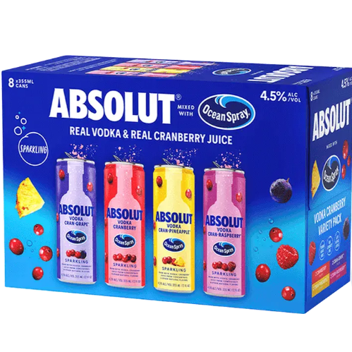 Absolut Ocean Spray Vodka Variety 8pk 12oz Cns