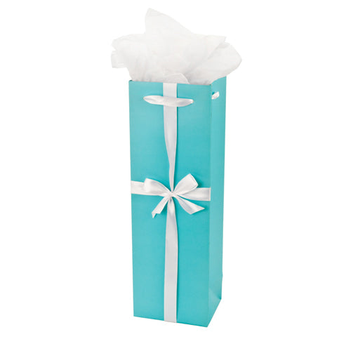True Audrey Turquiose W/White Bow Wine Bag