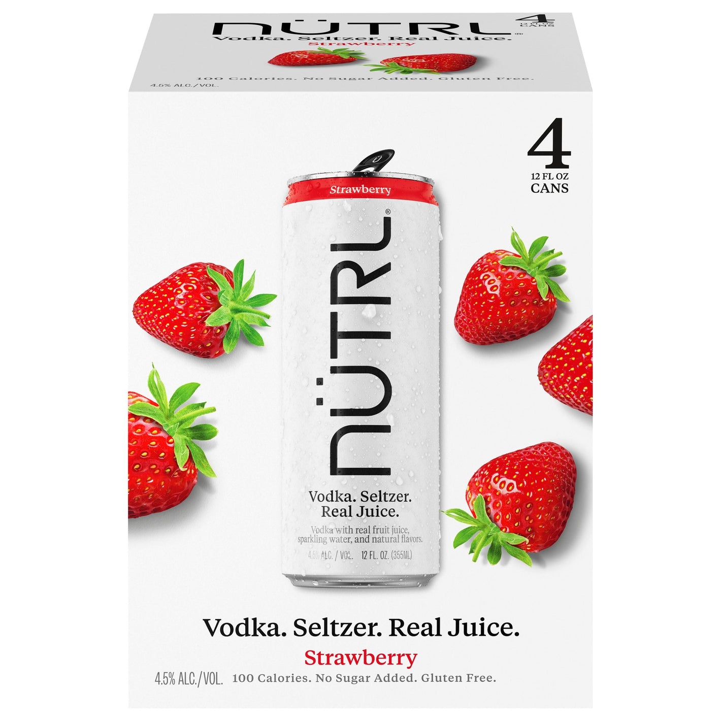 Nutrl Strawberry Vodka Seltzer  4pk Cn