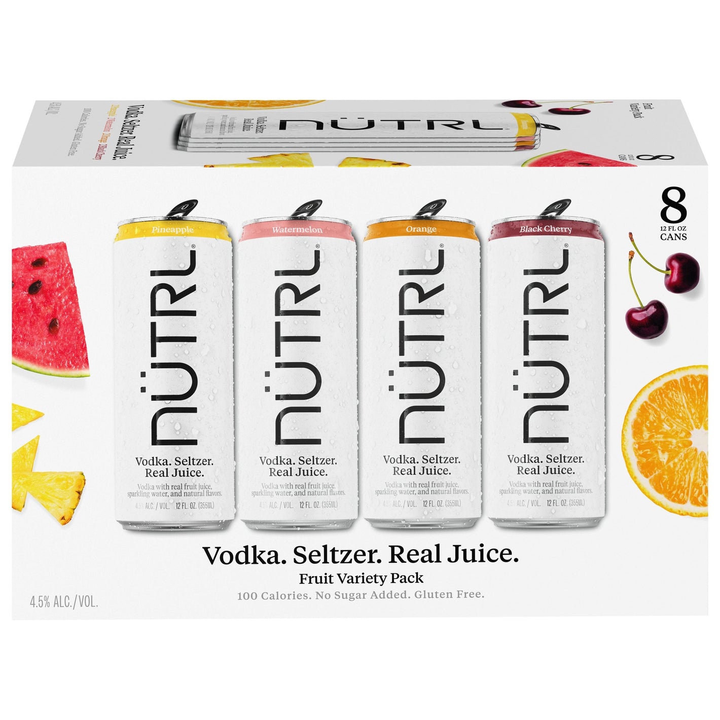Nutrl Fruit Juice Seltzer Variety  8pk Cn