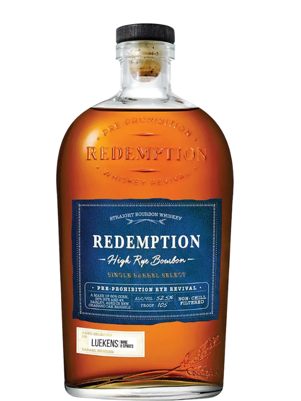 Redemption High Rye Bourbon Single Barrel Select Luekens Wine & Spirits