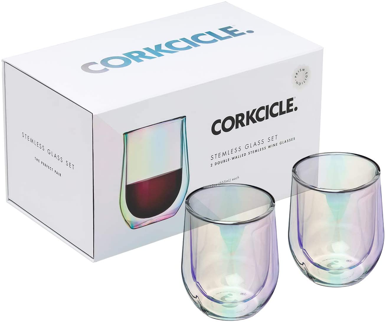 Corkcicle Glass Flute Double Pack 7 oz in Prism